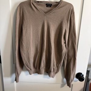 Massimo Dutti Men's Beige V-Neck Sweater